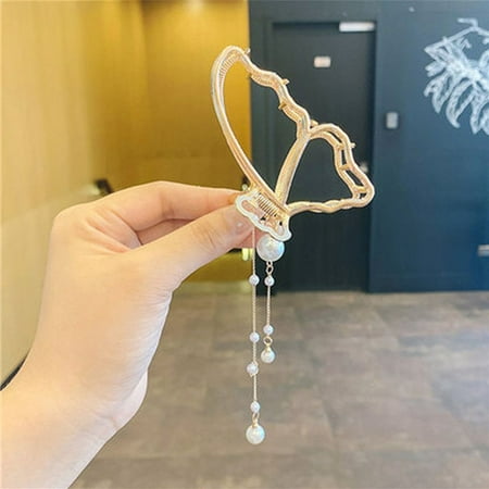 

Fashion Gold Vintage Metal Crab Clips Hairpin Headwear Hair Claws Long Tassel Pendant C