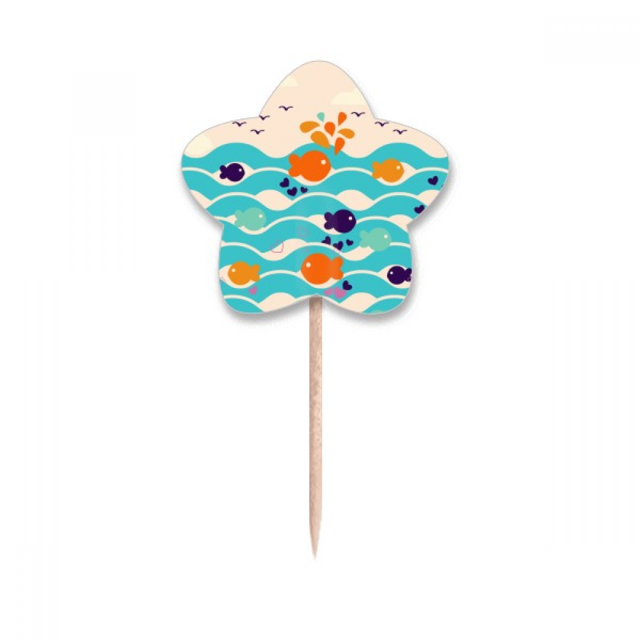 Fish Sky Wave Cloud Art Deco Fashion Toothpick Flags Star Lable Cupcake Picks