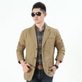 thumbnail image 2 of Traje de algodón de talla grande para primavera y otoño, traje informal coreano para hombre, chaqueta occidental, 2 of 5