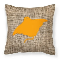 Carolines Treasures BB1014-BL-OR-PW1818 Manta ray Burlap and Orange Canvas Fabric Decorative Pillow BB1014 18H x18W