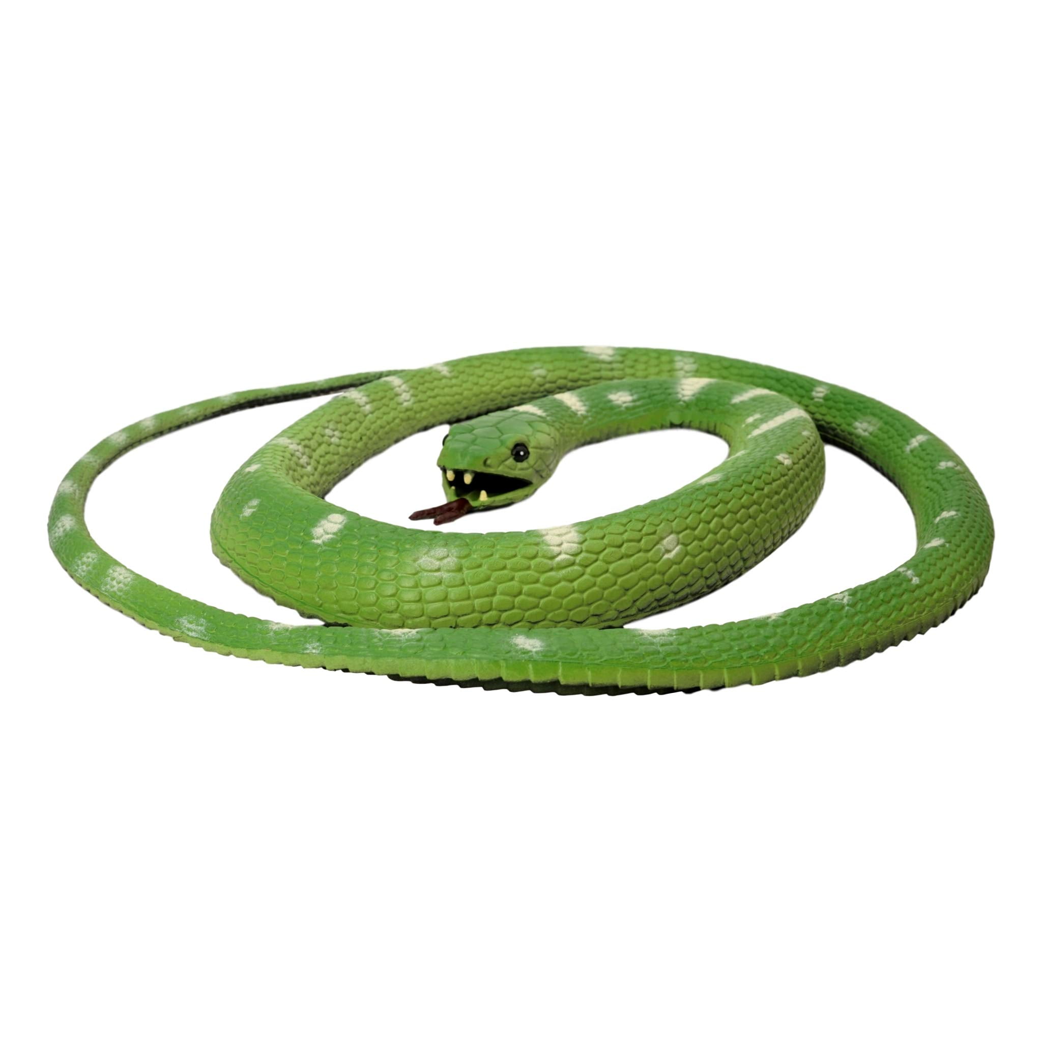Rubber Coiled Snake (76 in, Green and White) Long, Realistic , Toy ...