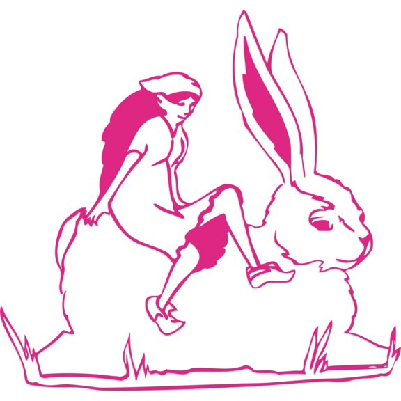 Do It Yourself Wall Decal Sticker Rabbit With Girl Animal Kids Bedroom 16x20"