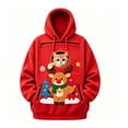 thumbnail image 5 of Unisex Pet Pouch Sweatshirt Couple Matching Xmas Snowman/Reindeer Animal Themed Print Hoodies with Zippers Christmas Cat Carriers Sweatshirts Red3 XS, 5 of 5