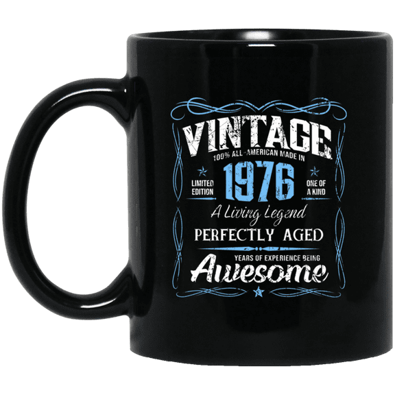 Classic Birthday Made In 1976 50 Years Old 50th Bday Gift Mug, 15oz Black Coffee Mug
