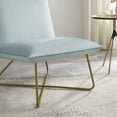 thumbnail image 3 of Linon Kinard Pillow Accent Chair with Gold Metal Legs, Light Blue Velvet, 3 of 10