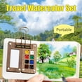 thumbnail image 3 of Mini Watercolor Painting Set, Watercolor Palette Collection, Binder, Wooden Paint Box, Suitable For Painters, Artist And Student, 3 of 6