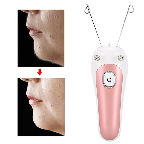 Depiladora facial eléctrica, depiladora depiladora de belleza para mujer, afeitadora de cabello de hilo facial de algodón para dispositivo de superficie de tracción facial corporal(rosado) Ecomeon no