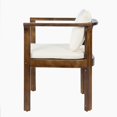 thumbnail image 5 of Set of 4 Outdoor Dining Chairs with Curved Acacia Wood Arms and Cream Cushions, 5 of 10