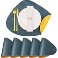 thumbnail image 1 of Round Placemats Set of 6 Faux Leather Place Mats Double-Sided Anti Slip Wipeable Washable Reversible Table Mats for Kitchen Dining Christmas Table Home Decorations(Blue Yellow), 1 of 8
