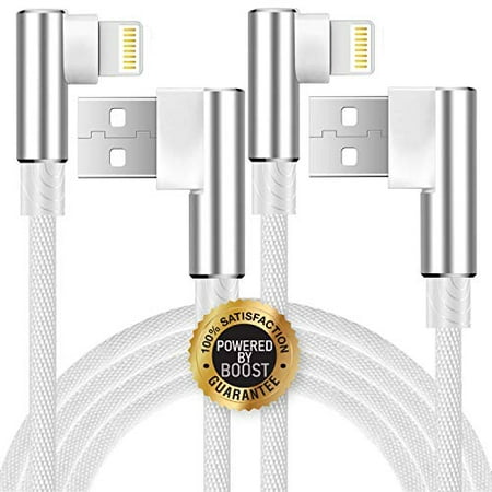 epacks 6FT Charging Cables, 2 Pack 2-Meter Right Angle Nylon Braided Fast Charge Cable Game Data Sync Cable Wire Compatible for iPhone X/8/8 Plus/7/7 Plus/6 / 6S / 6 Plus/5S/SE/Mini/Air/Pro Case