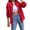 Red, variant on Women's Ripped Distressed Denim Jacket Long Sleeve Button Down Boyfriend Jean Coat Trucker Jacket
