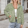 thumbnail image 3 of Jackets for Women Winter Coat Jackets Flannel Stand Collar Jacket(Green Floral Textured Pattern Design,Size:S-4XL), 3 of 7