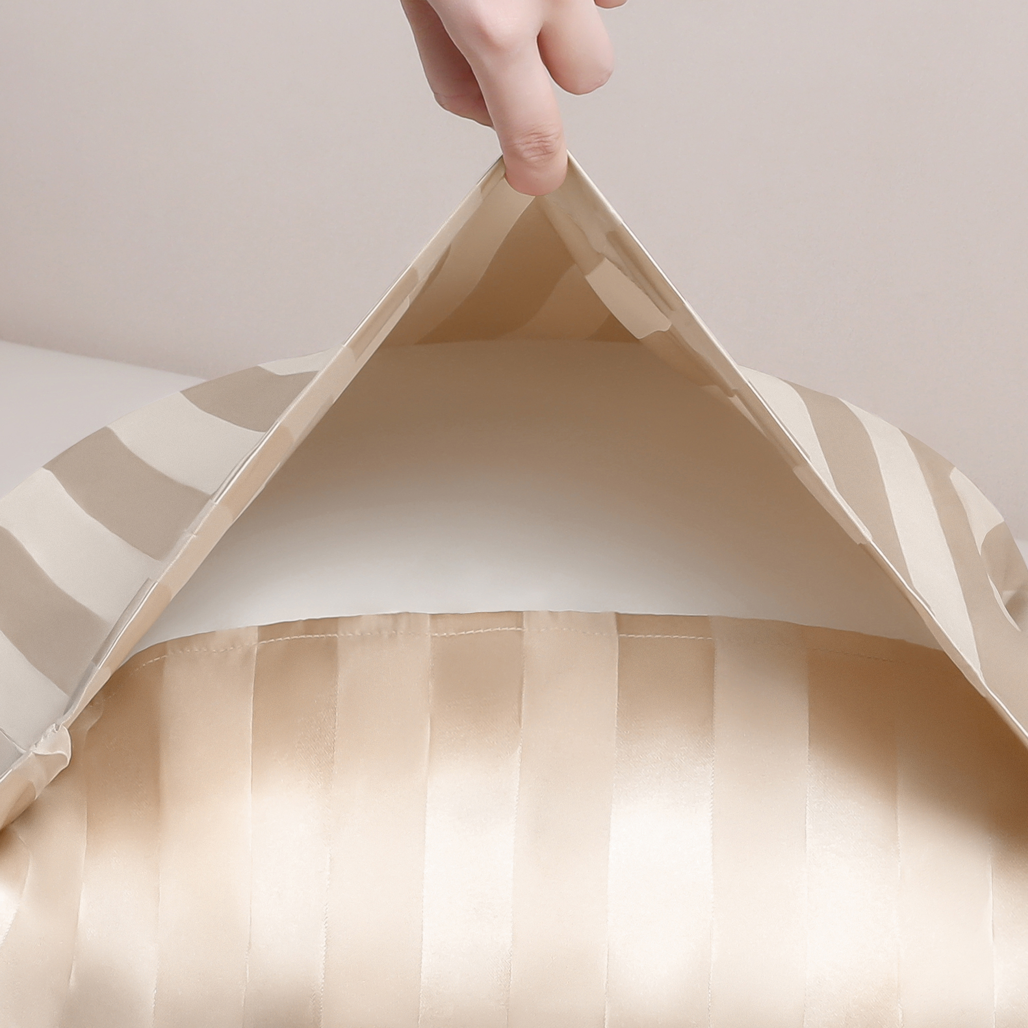 Unique Bargains Satin Pillow Cases Set of 2 Pillow Covers Queen Khaki