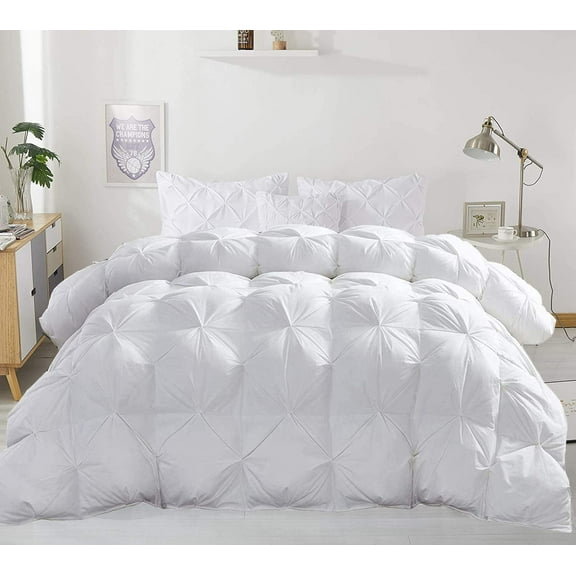 SK Linen Comforter Queen/Full/Full XL Sized 88 by 88 inch White 100% Microfiber Fabric, 1 Piece Quiled Box Comforter (Comforter Cover Not Included)