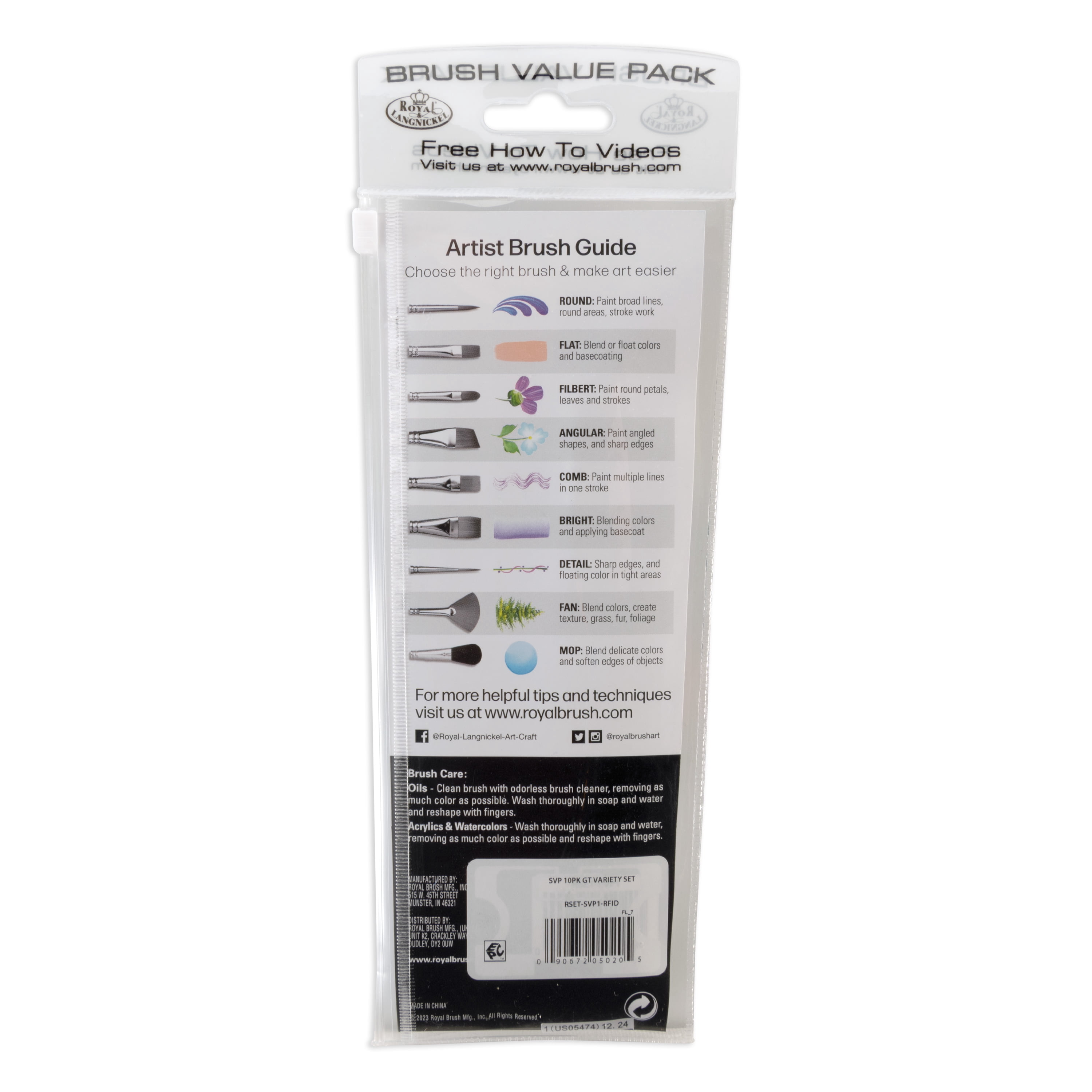 (2 pack) Royal & Langnickel Assorted Shapes Gold Taklon Acrylic Art Brushes 10 Pieces