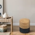 thumbnail image 5 of Tcbosik 14" Round Natural Seagrass Foot Stool, Hand Weave Foot Rest, Home Decor Ottoman for Living Room, Bedroom, Entryway, Natural+Black, 5 of 6