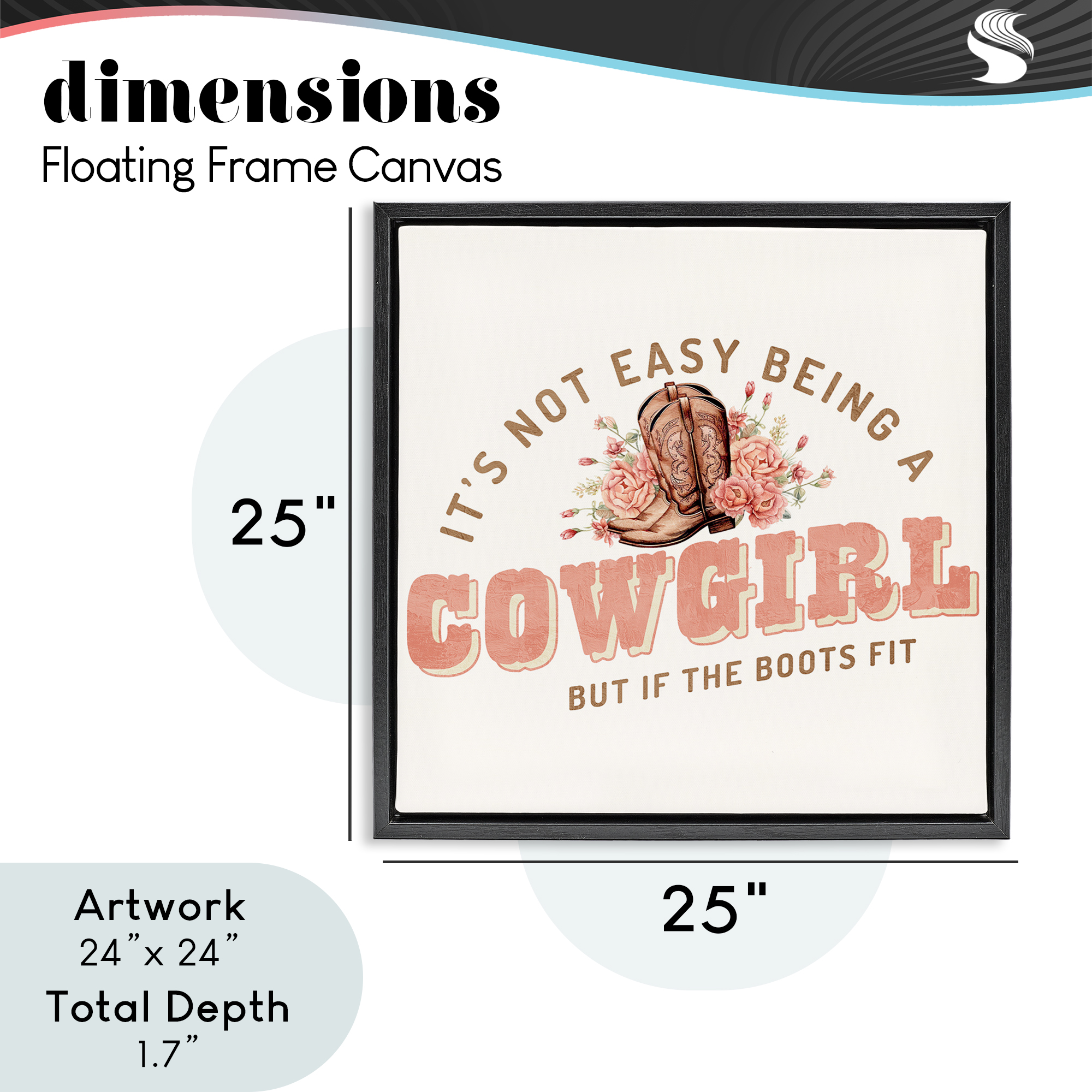 Not Easy Being Cowgirl Black Framed Floater Canvas Wall Art, design by Kim Allen