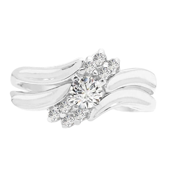 0.50 Carat Diamond Three Stone Ring In 10K Solid White & Yellow Gold