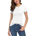 thumbnail image 2 of Urban CoCo Women's Slim Fitted Short Sleeve T-Shirt(White, M), 2 of 6