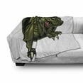 thumbnail image 2 of Jurassic Soft Flannel Fleece Throw Blanket, Roaring T-rex Mascot Animal Horror Wildlife Wilderness Extinct, Cozy Plush for Indoor and Outdoor Use, 60" x 80", Olive Green Brown, by Ambesonne, 2 of 5