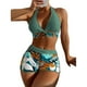 thumbnail image 1 of Traje de baño de 2 piezas para mujer, cintura alta, cuello halter, sin espalda, almohadilla para el pecho, traje de baño, traje de baño, bikini verde oscuro S, 1 of 5