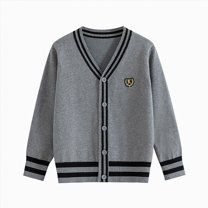 HCNTES Girls Long Sleeve Cardigan Sweater Girls Button Closure Knitted Cable Cardigan(7-9 Years,Grey#3)