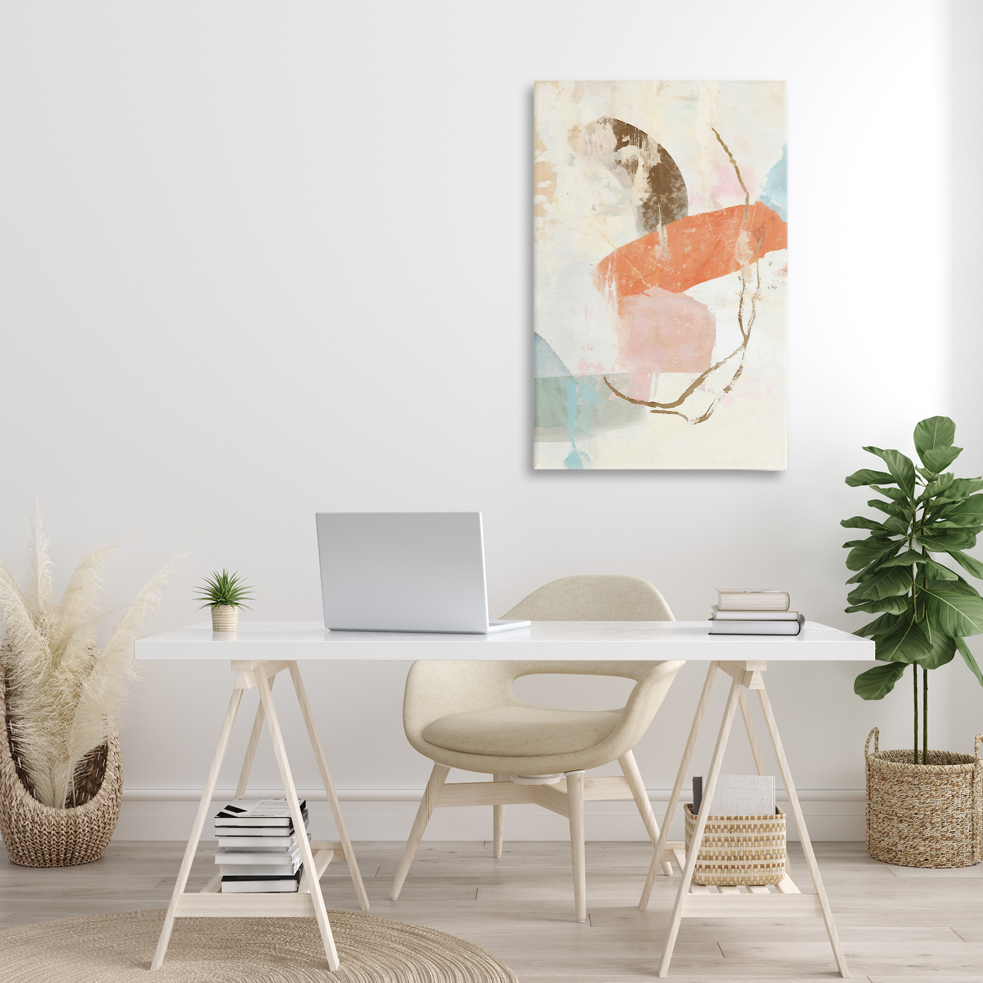 Stupell Industries Rustic Abstract with Orange Accent Abstract Painting Gallery Wrapped Canvas Art Print Wall Art, 24 x 36