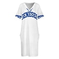 thumbnail image 3 of Geneseo-Vestido largo con bolsillo para mujer prenda curvada y holgada con letras universitarias, 3 of 6