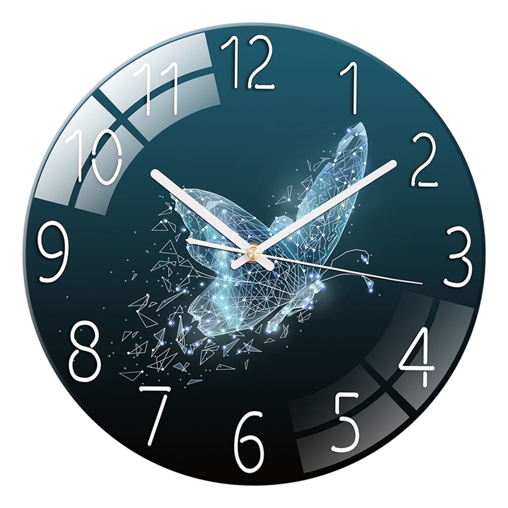 Modern Landscape Wall Clock kids children room Office Decor Butterfly