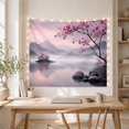 thumbnail image 5 of Misty Mountain Lake with Cherry Blossom Tree, Dreamy Japanese Inspired for Nature Lovers, Tranquil Scenery Wall Art Housewarming Gift, Tapestry Wall Hanging for Bedroom and Living Room, 5 of 7