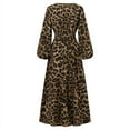 thumbnail image 4 of ZANZEA Women Party Dress Gown Ball Leopard Print V-Neck Swing Long Shirt Dress, 4 of 10
