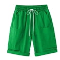 thumbnail image 3 of Weikingp Bermuda Shorts For Women，Knee Length Shorts Women Womens Pull On Shorts Womens Bermuda Shorts High Waisted Shorts Women Walking Athletic Shorts Green S, 3 of 7