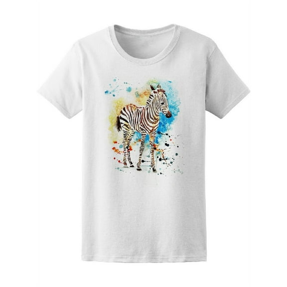 Watercolor Style Zebra T-Shirt Women -Image by Shutterstock, Female Large