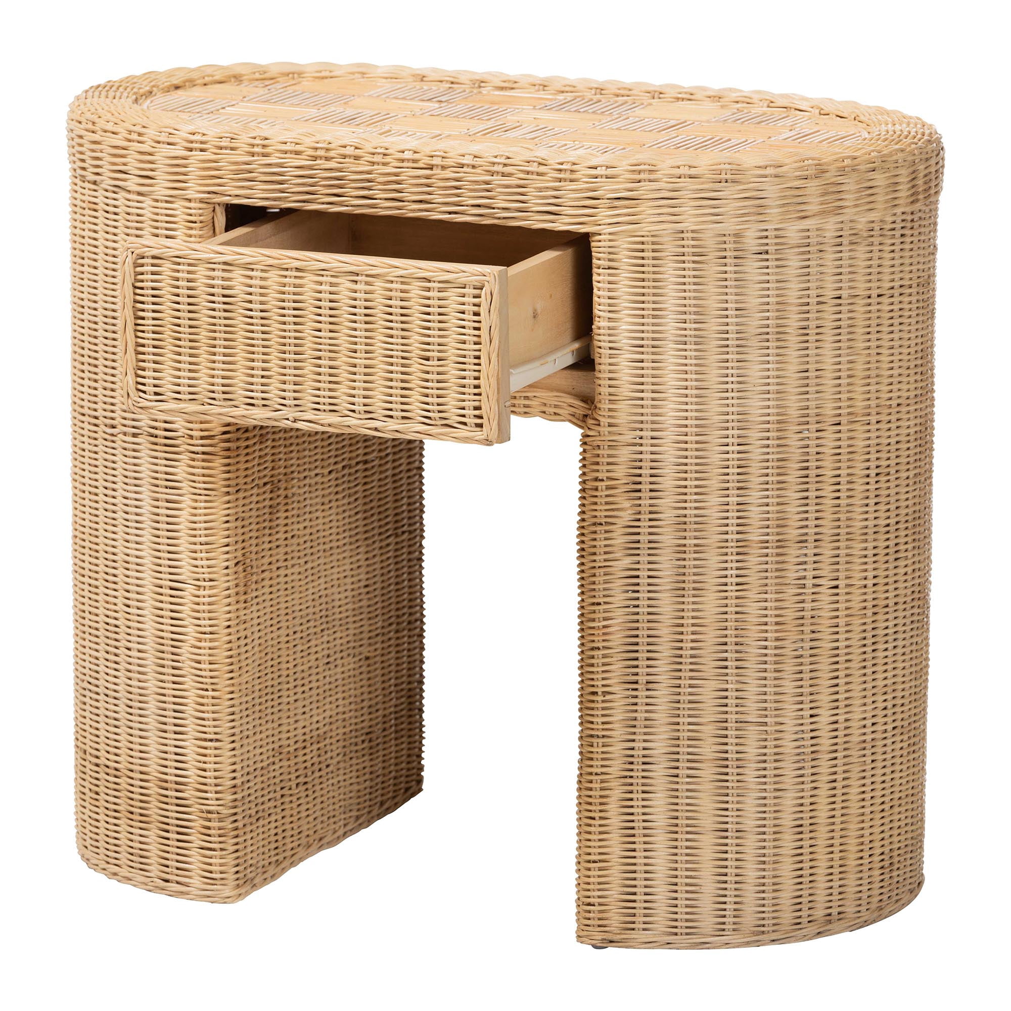 bali & pari Mimi Boho End Table, 1-Drawer, Natural Rattan