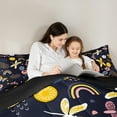 thumbnail image 5 of Homewish Rainbow Flower Dragonfly Full Size Comforter Sets,Boho Bohemain Style Bedding Comforter Set,Black Yellow Pink Bedding Sets For Kids Girl，Microfiber Bedroom Decor Reversible,3pcs, 5 of 8