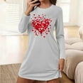 thumbnail image 2 of Women Long Sleeve Nightgowns Cute Heart Print Round Neck Mini Nightshirts Valentine's Day Sleepwears, 2 of 6