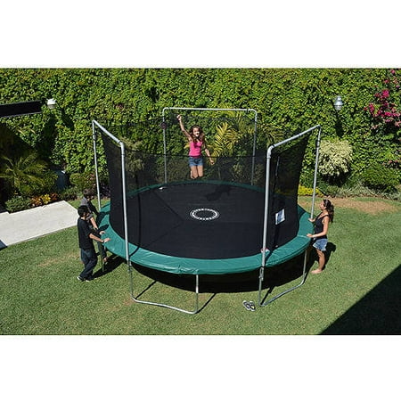 Bounce Pro 15&amp;#39; Trampoline, Electron Shooter Game, Classic Safety Enclosure, Green
