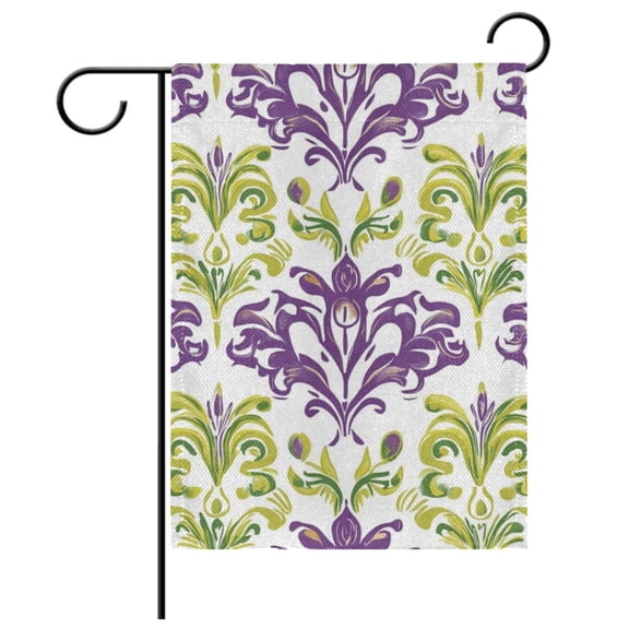 Ryvnso Mardi Gras Flower Pattern Garden Flag 12x18 Inch Double Sided Seasonal Yard Decoration