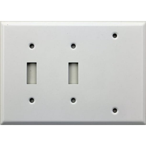 Smooth White Three Gang Wall Plate Two Toggle Switches One Blank Smooth White Three Gang Wall Plate