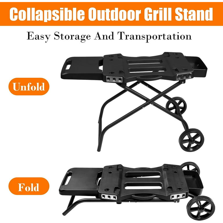 Hisencn Grill Stand for Ninja Woodfire Grill,Grill Cart,Collapsible Outdoor Grill  Stand Fit for Ninja Woodfire Outdoor Grill(Ninja OG701),Traeger Ranger,Pit  Boss 10697,10724,22 Blackstone Griddle 