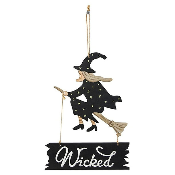 Bruja De Calabaza De Madera, Adorno Colgante, Arte De Pared Para Decoración De Halloween seitruly HA043585-02