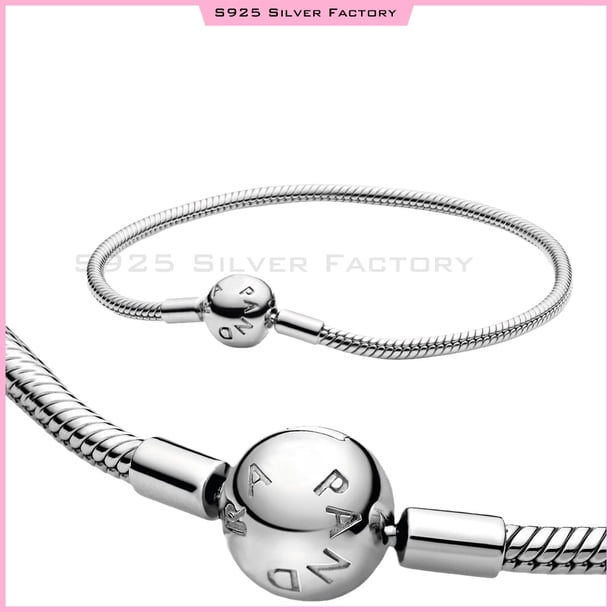 Charms Fit Pandora Jewelry Momentos Smooth Chain Cadena de serpiente Rose Gold Series 925 Pulsera de plata esterlina Joyería de bricolaje Joya Pulsera con brazo redondo Día de las madres Summer