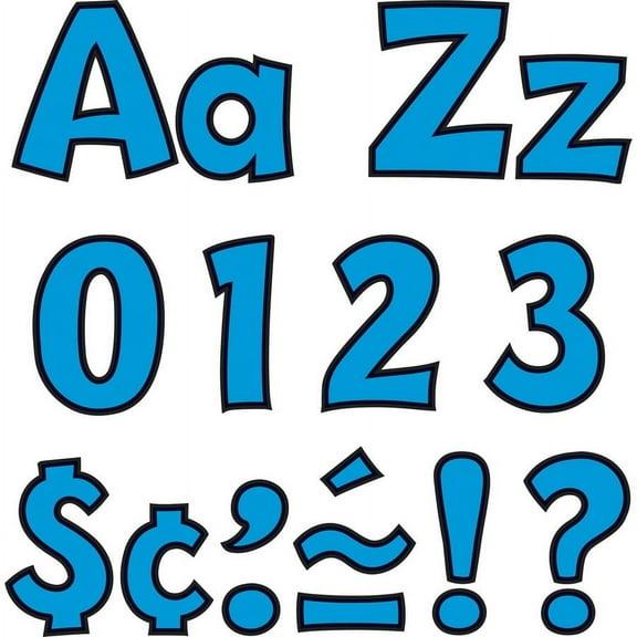 Trend 4" Ready Letter Playful Combo Pack - Pin-up - Pin Style - Pre-punched - 4" Height x 8" Length - Blue - 3 / Pack | Bundle of 2 Packs