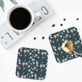 thumbnail image 4 of Yiaed Vintage Floral Print Leather Coasters for Drinks - Cup Coasters Coffee Table Kitchen Table Bar, Home & Office Gifts Handmade Drink Coasters-Square, 4 of 6