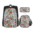 thumbnail image 1 of Fotbe Roses Mixed Zebra 1 Set Escolar 3 en 1 para Niños - Mochila Duradera con Lonchera Aislante y Estuche para Lápices - Mochila Escolar para Niños y Niñas, 1 of 7