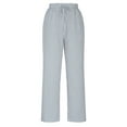 thumbnail image 4 of YUGYXL Striped Linen Pants for Women Summer Drawstring Long Pants Stretch Waist Lounge Pants Holiday Trousers Gray XXL, 4 of 6