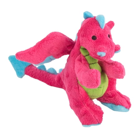 goDog Dragons Squeaky Plush Dog Toy, Chew Guard Technology, Pink, Small