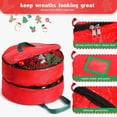 thumbnail image 3 of Double Layer Christmas Wreath Storage Container Bag Wreath Storage Pure Color Seasonal Garland Holiday Container Festive Box with Dual Zippers and Handles for Xmas(30 Inch,Red), 3 of 7