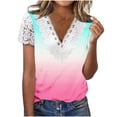 thumbnail image 2 of Camiseta con Cuello en V Gibobby Encaje Floral Estampado Mujer Manga Corta, 2 of 4