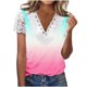 thumbnail image 2 of Playera Corte clásico Gibobby para Mujer Encaje cuello en V manga corta estampado Floral Casual, 2 of 4